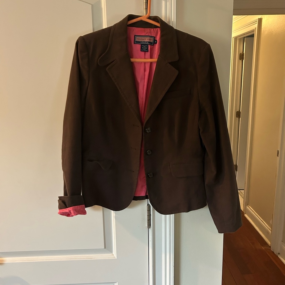 Vineyard Vines Brown Blazer with Pink Lining